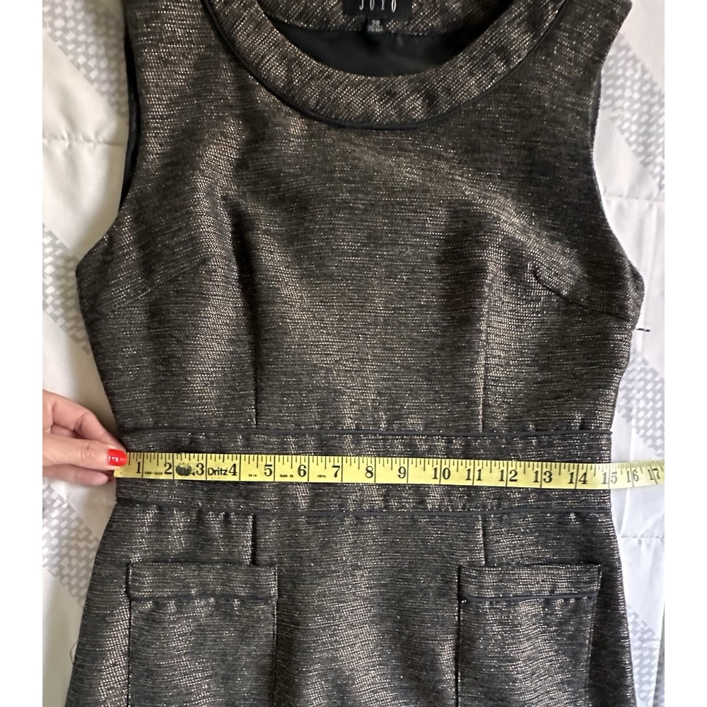 JOYO Metallic Gold & Black Tweed Shift Dress Size 38 US 4/6Wool Blend Retro - Picture 4 of 10